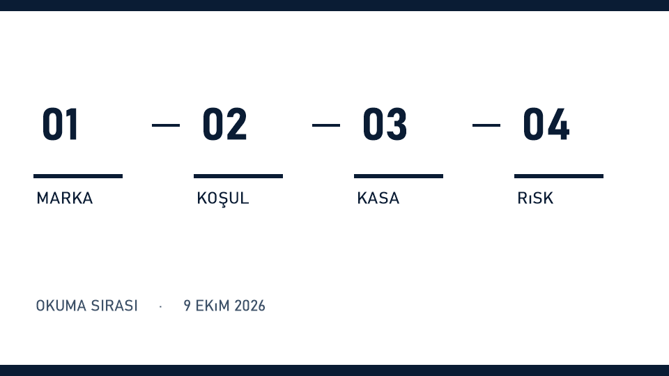 Dört adımlı okuma sırası: marka, koşul, kasa ve risk.